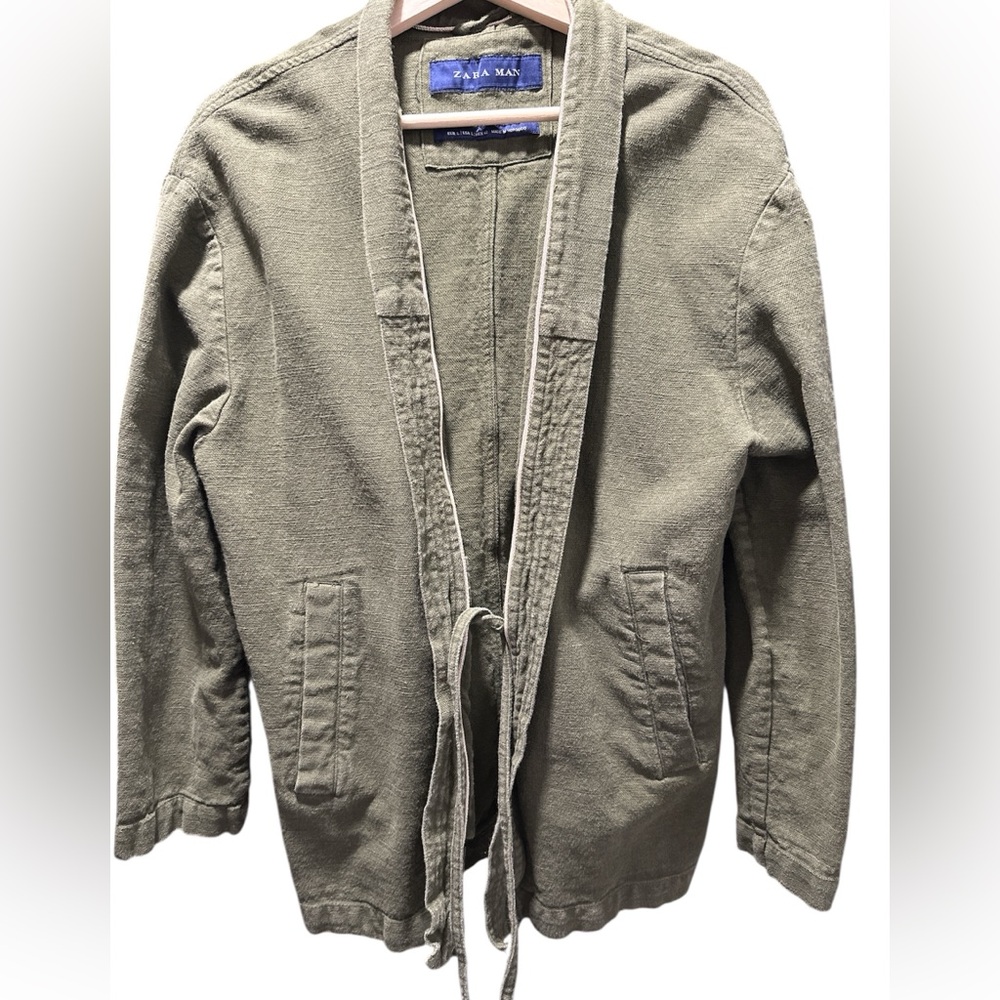 Zara Khaki Lightweight Shirt Jacket